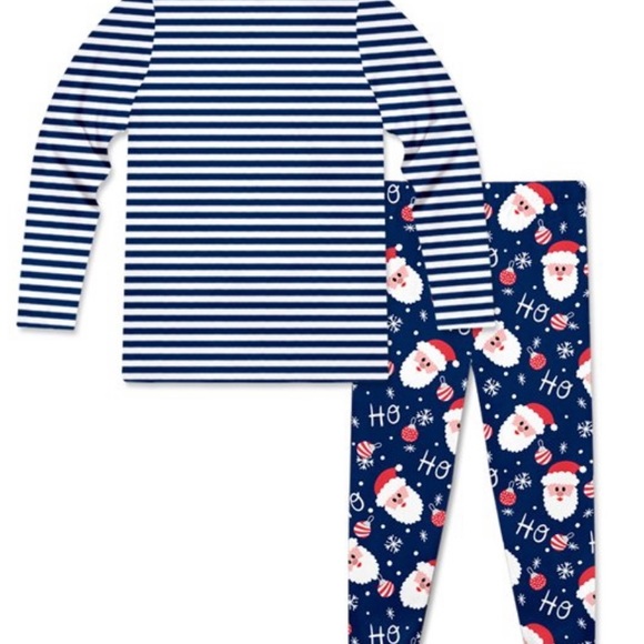 NEW Holiday Navy Stripe 'Ho Ho Ho' Santa Pajama Set Size 4 Girl Winter Christmas - Picture 3 of 3